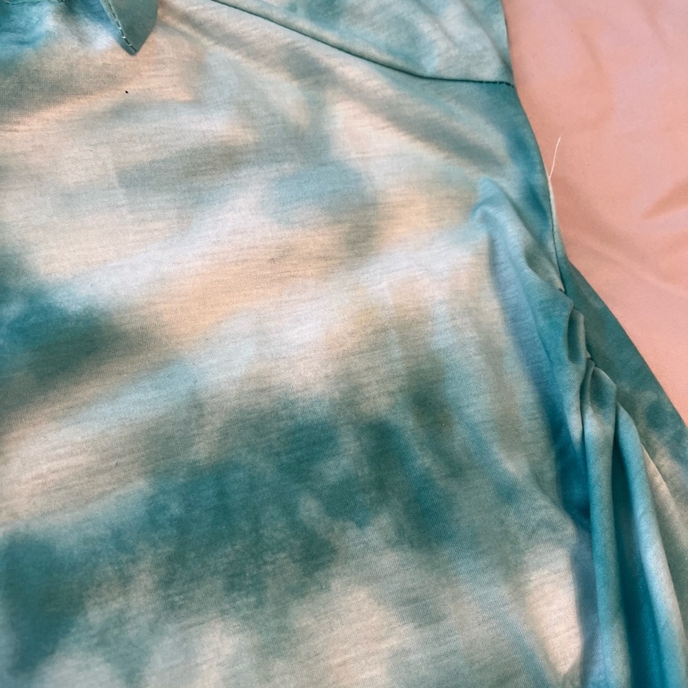 Teal Tie-Dye Dress with Knot Detail - Picture 4 of 8